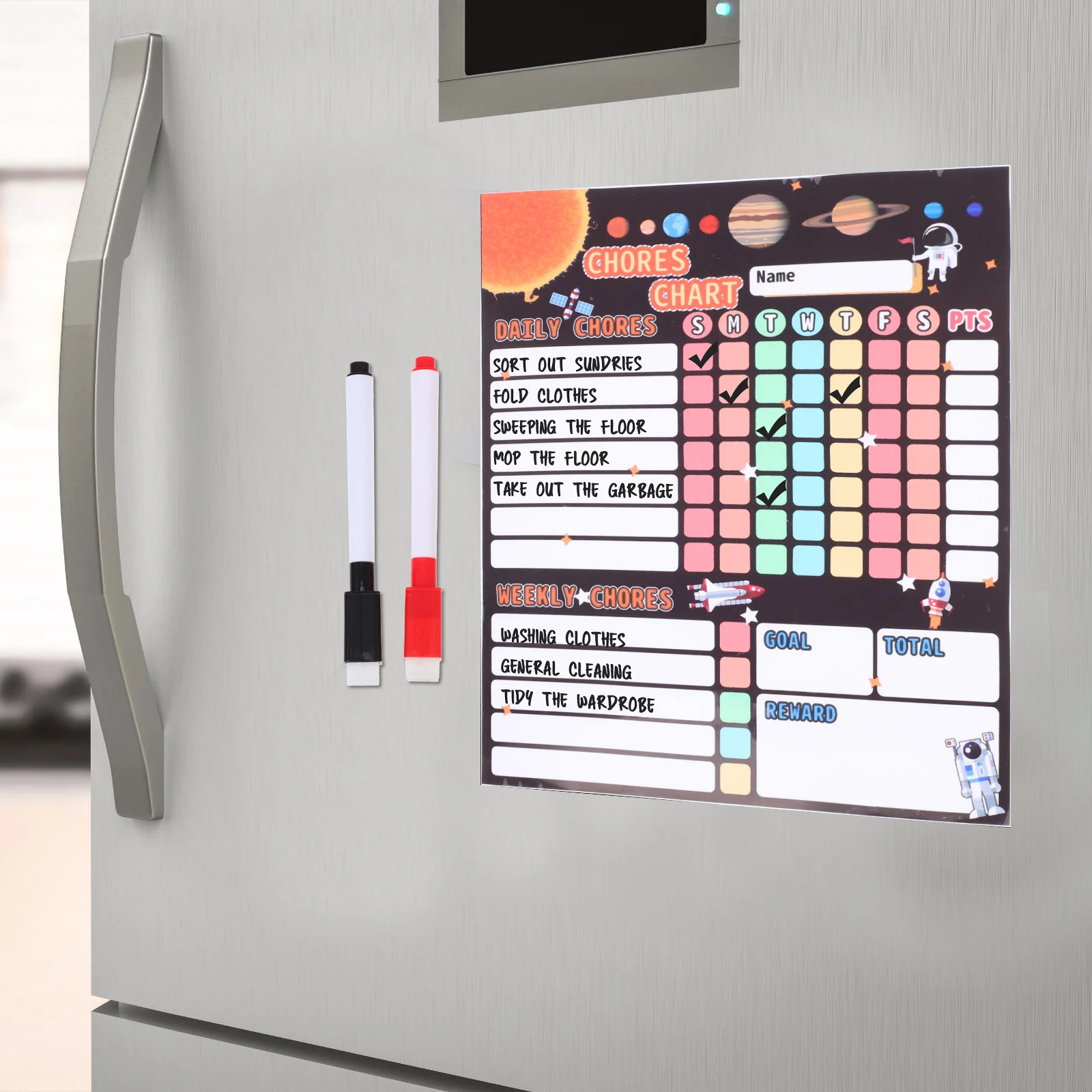 Kids Reward Chart Household Chores Fridge Magnet Calendar for Refrigerator Children Supply