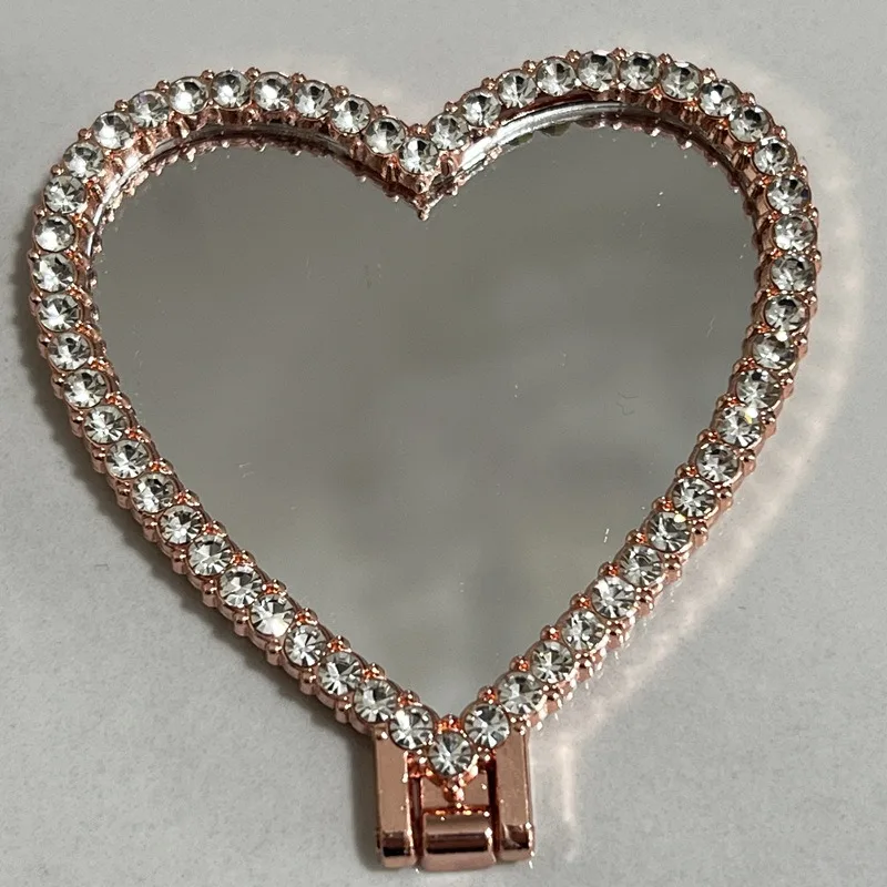 Soporte para teléfono móvil, espejo decorativo en forma de corazón, soporte de moda de escritorio, diseño de espejo plegable, se puede utilizar varios teléfonos