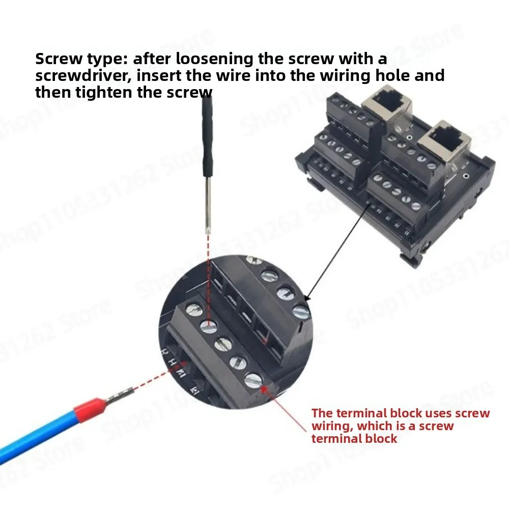 RJ45 to 8-Pin Terminal Block Adapter, Ethernet Screw Terminal Breakout Board for Cat5 Cat6