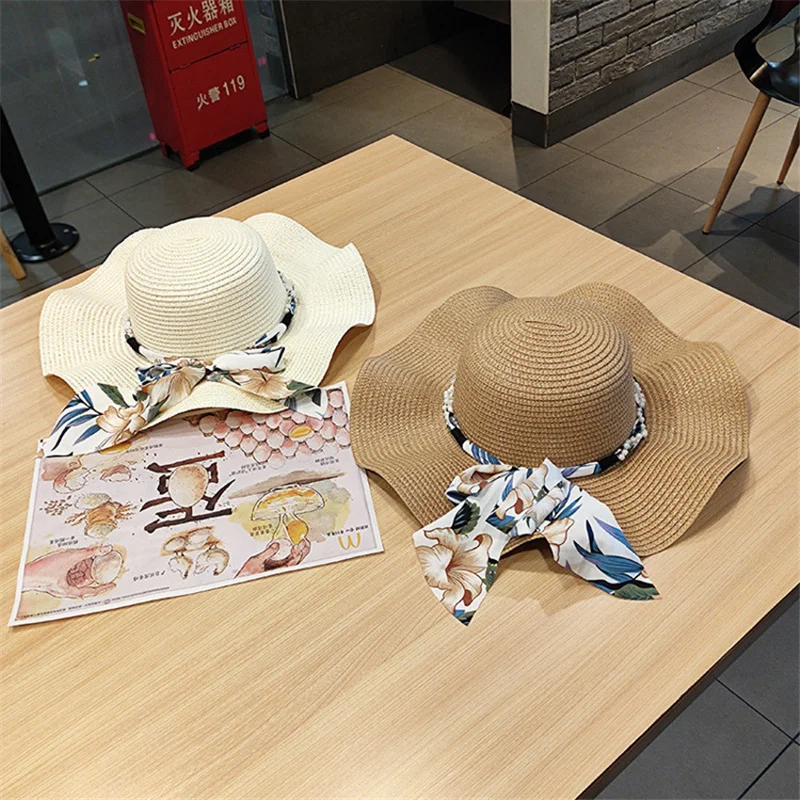 

Outdoors Panama Beach Summer Hat Bowknot Sun Hat Summer Breathable Wide BrimBeach Cap UV Protection Casual Straw Hat ForWomen