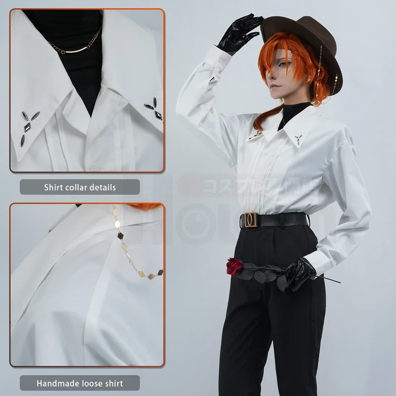 FC6HOLOUN Bungo Anime Nakahara Chuuya Cosplay Costume Wig 10th Anniversary Lining Coat Pants Shirt Hat Gloves Daily Wear Ha@FC8！