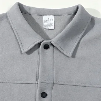 Men's Short Brushed Shirt Jacket Long Sleeve Snap Button Loose Fit Soft Warm Casual Outerwear for Everyday Wear Autumn Winter 5