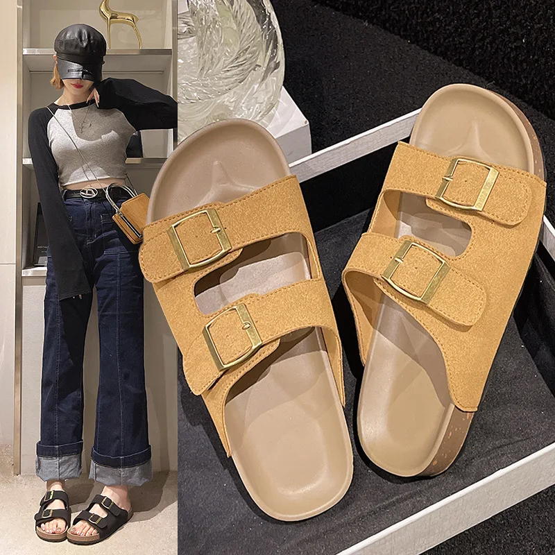 

Summer New Women's Roman Sandals Outdoor Thick Soled Double Button Women's Beach Slippers Home Slippers