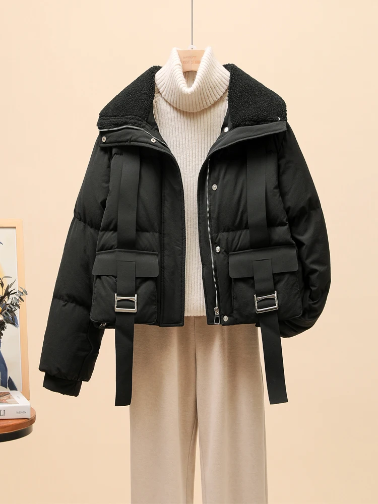 2024 Winter New Fashionable Western style Down Jacket Women's Short Design Sense White Duck Down Coat