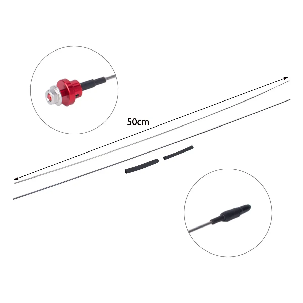 Antenne de Simulation en métal de 50cm, avec socle, pour voiture sur chenilles 1/8 1/10 RC SCX10 TRX4 D90, coque Tamiya, décoration DIY