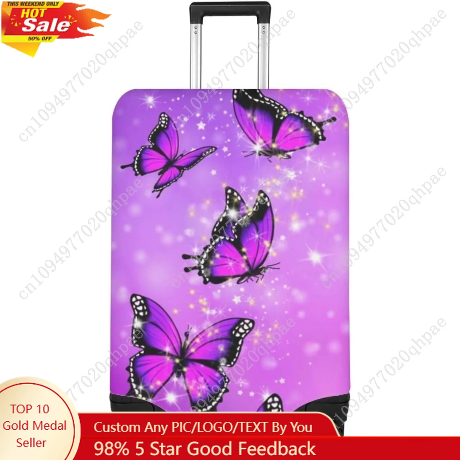 

BIGCARJOB Purple Butterflies Luggage Cover for Women Girls,Cute Travel Suitcase Protector Washable Anti-scratch Suitcase Covers,