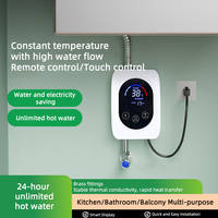 110V/220V Instant Water Heater Bathroom Kitchen Wall Mounted Electric Water Heater LCD Temperature Display with Remote Control