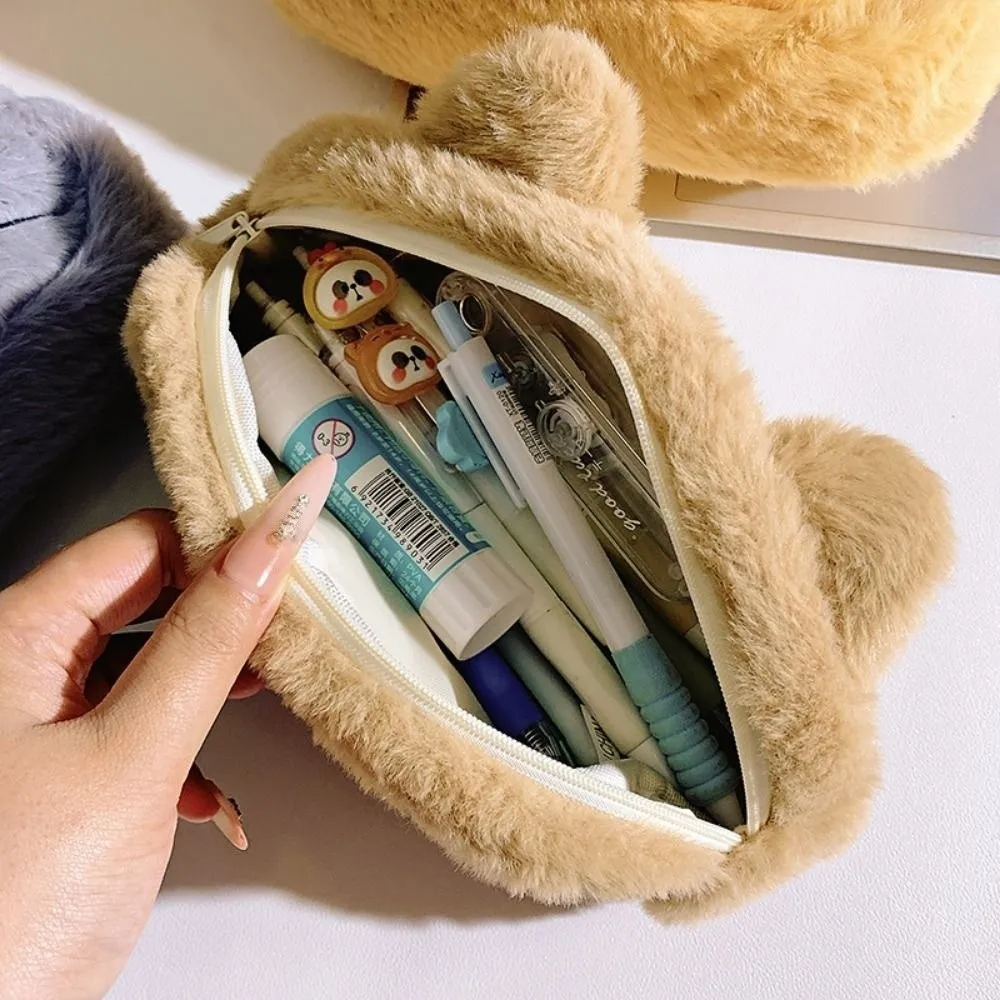 Kids Gift Funny Cat Cartoon Pencil Case Embroidered Cute Cat Pencil Case Fluffy Kawaii Cat Pencil Pouch Student Stationery