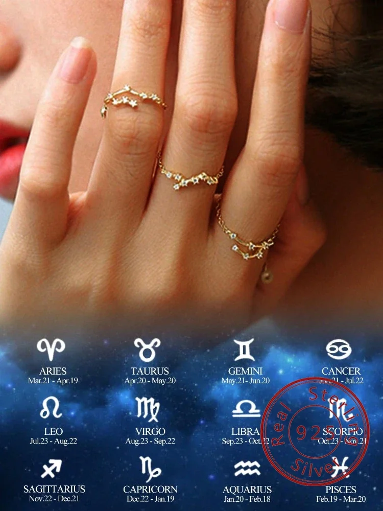 

925 Sterling Silver Fashion Simplicity Constellation Zircon Ring For Women Engagement Wedding Luxury High Quality Fine Jewelry