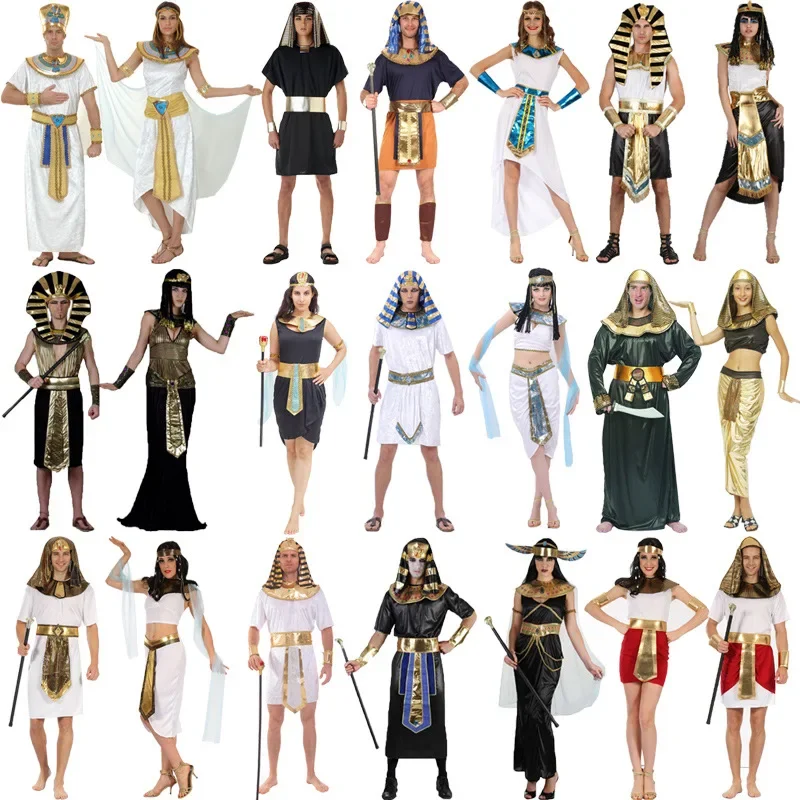 Adult Kids Egypt Nile Pharaoh Cleopatra Cosplay Costume for Women Men Boys Girls Family Halloween Costume New Year Fancy Dress