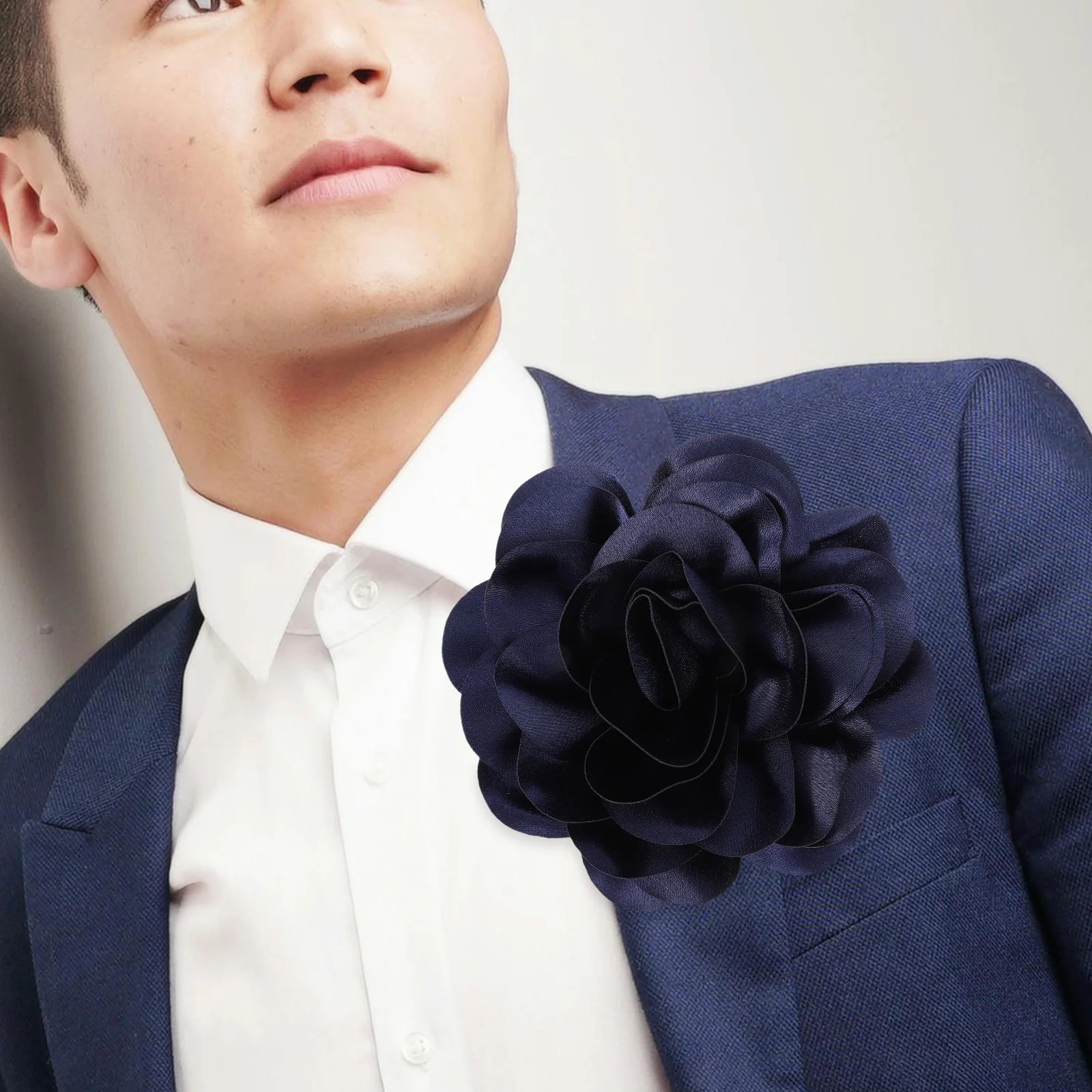 Spilla grande con fiore in seta da 19 cm Spilla blu per accessori per abiti da donna Spille decorative per corpetto da sposa per feste