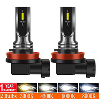2Pcs LED H8 H9 H16JP H11 Fog Lights Bulbs 6000K White 3000K Amber Yellow Auto Headlight Fog Lamp DRL 12V 24V