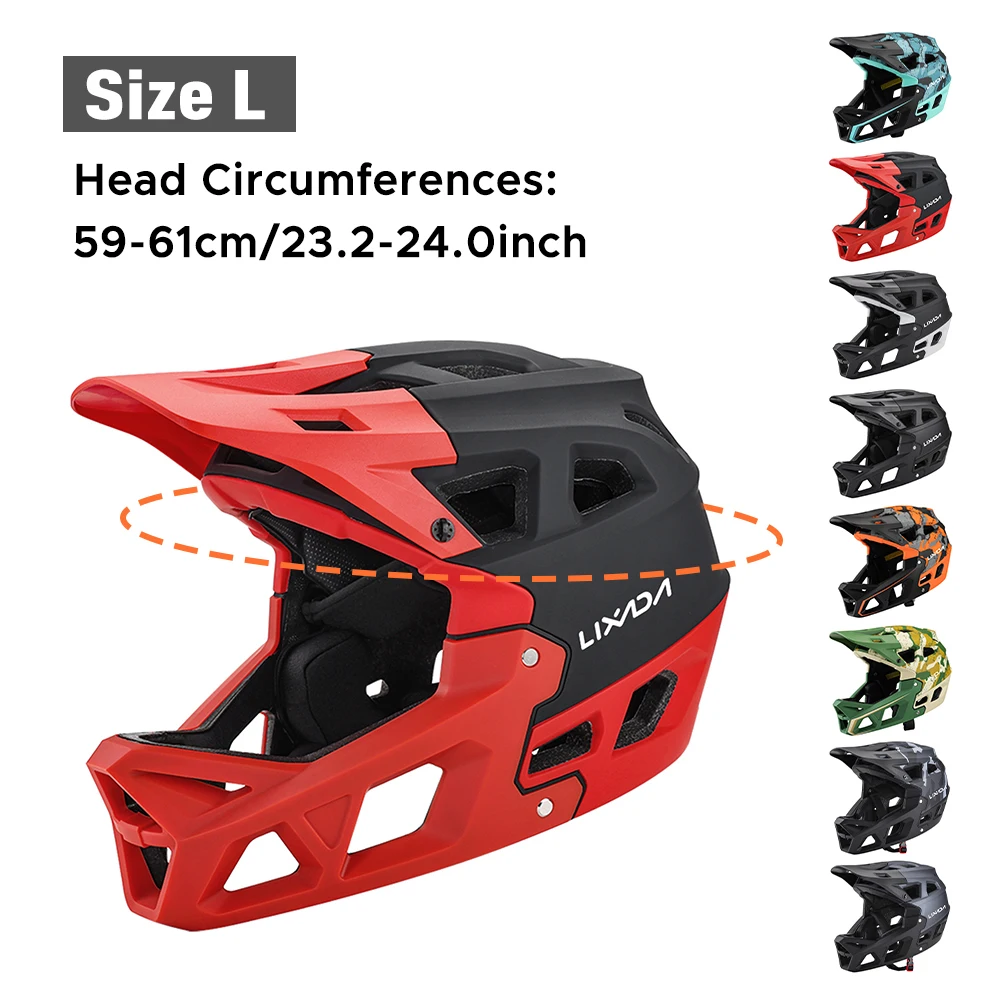 LIXADA ZL-B068 Full Face Mountain Bike Helmet Adult Racing Downhill MTB Helmet for Men/Women Mountain Bike Helmet with Visor