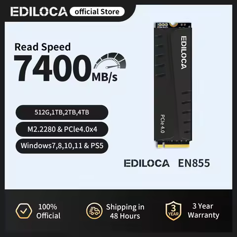 Ediloca EN855 PS5 SSD with Heatsink PCIe Gen4.0 NVMe M.2 Gaming SSD 7400MB/s Internal Solid State Drive for PS5 &amp; PC