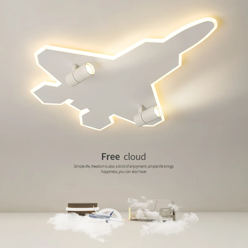 New Aircraft Lights Children\'s Homeowners Lights Boys Bedroom Lights Creative Eye Protection Boys Ceiling Lights Cartoon Lights