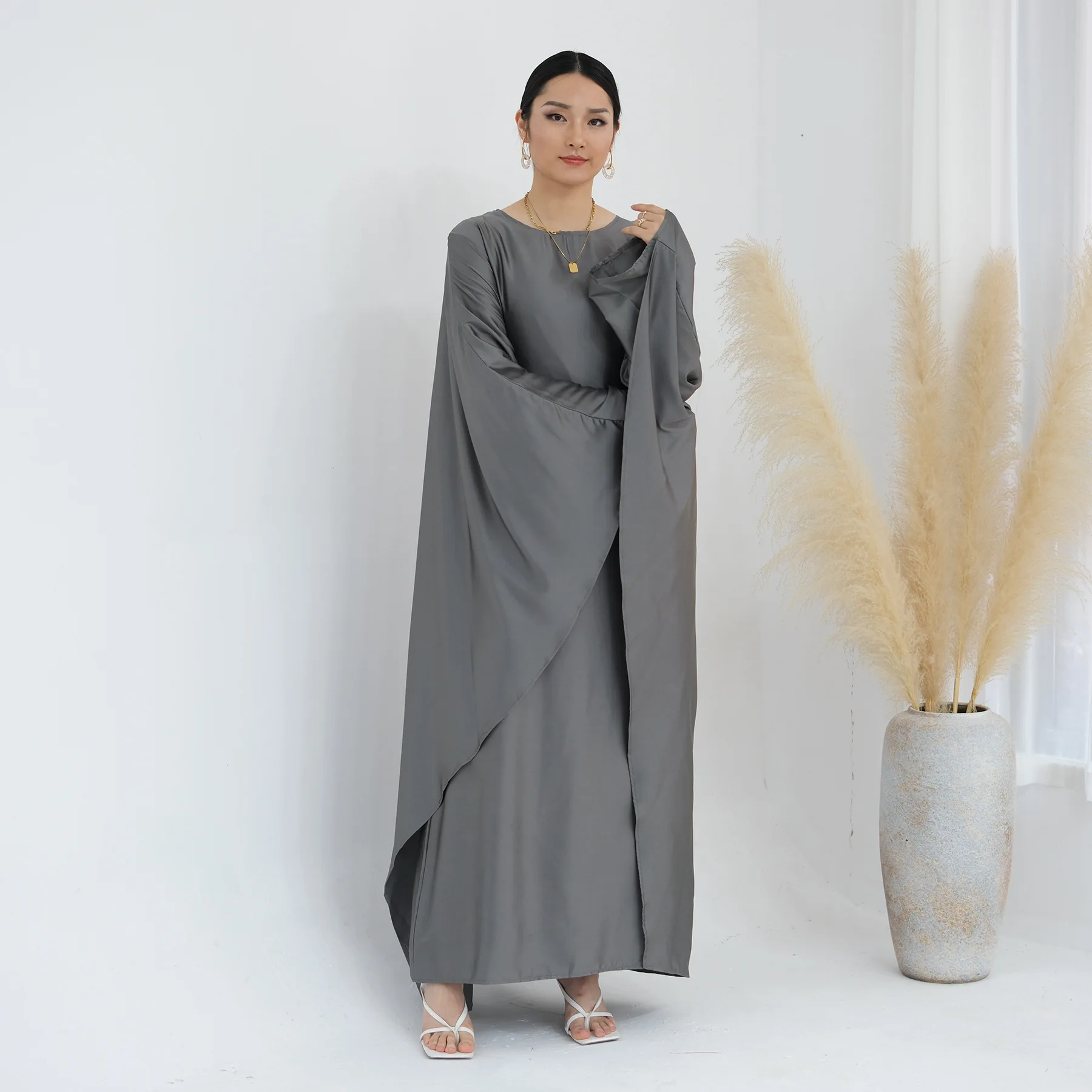 

Eid Djellaba Ramadan Women Muslim Dress Dubai Satin Abaya Turkey Robe Islam Jalabiya Kebaya Arab Gown Caftan Morocco Vestidos
