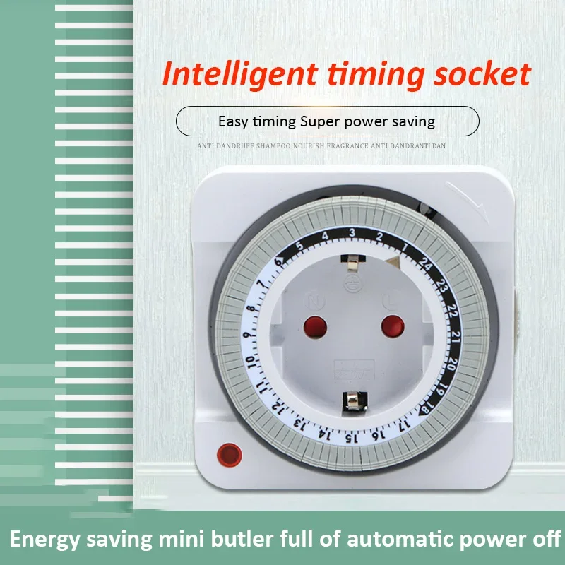 Mechanical Timer Socket EU Plug 24H Countdown Auto Power Off Programmable Cycle Energy Saving Indoor