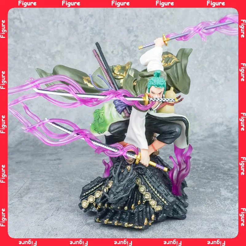 

Anime One Piece Figure Roof Sauron Kimono Zoro Three Knife Flow Peripheral PVC Model Doll Desktop Decoration Christmas Toy Gift