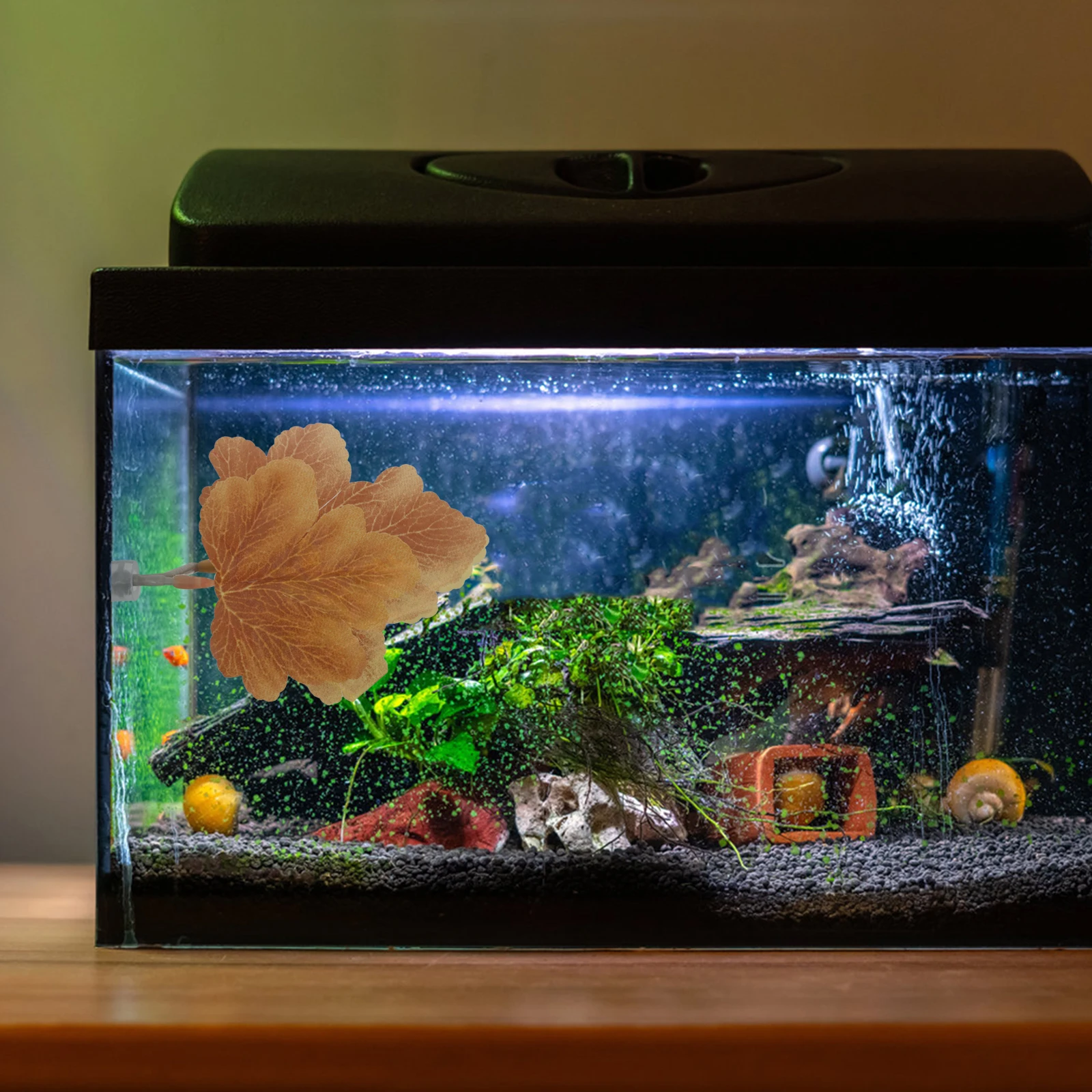 

Artificial Aquarium Decor Betta Resting Leaf Hammock Plastic Plants Suction CupsWater Grass Leaf Fish Tank Habitat Accessories