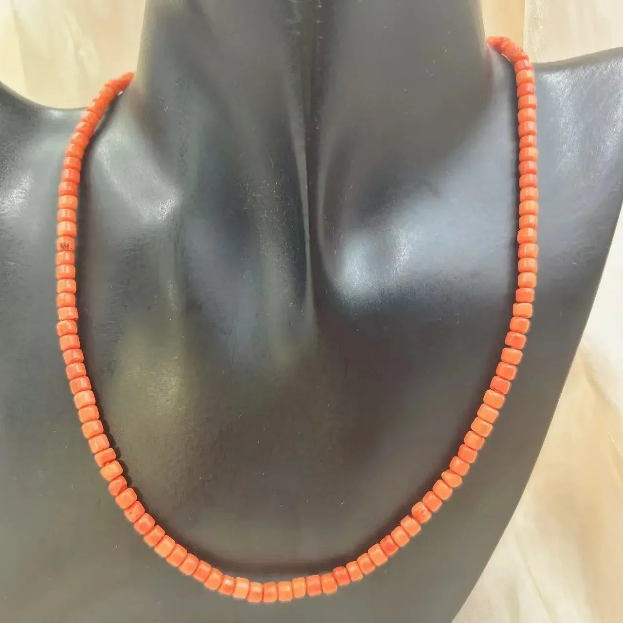 3x4mm Vintage Elegant Natural Sea Bamboo Column Orange Coral Halloween Gift Jewelry Short Collar Necklace 17inch view 2