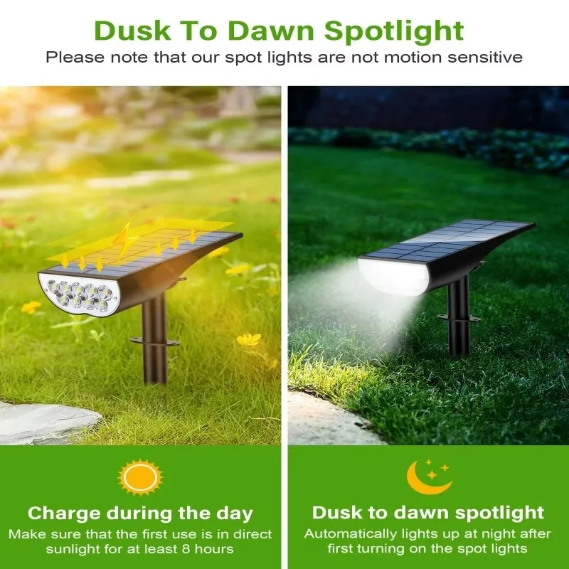 Solar Lights Outdoor Waterproof IP65 Dusk to Dawn Landscape Spotlights for Yard Outdoor Lawn Waterproof Lighting Ambient Light