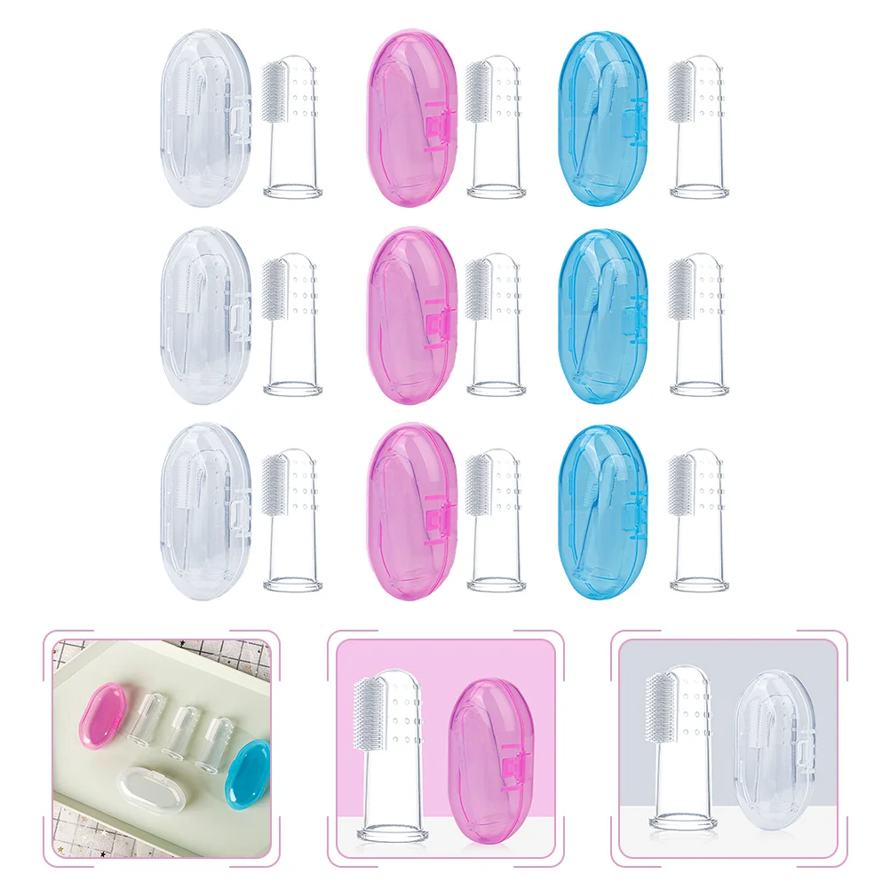 Escova de dentes manual para bebês, dentição, sílica gel, silicone para crianças, 9 pcs