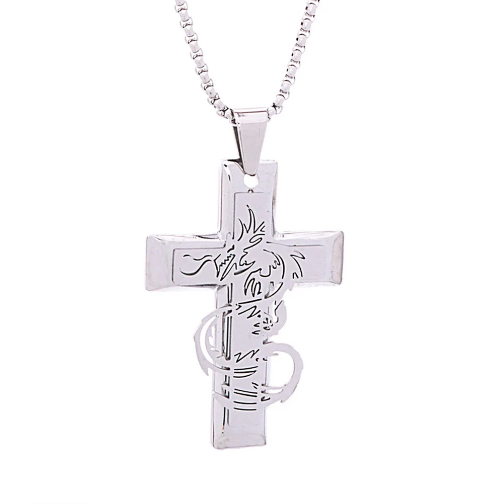 

1Pcs Elegant Cross Pendant Necklace Stainless Steel Creative Design Clavicle Chain for Party Nightclub Jewelry Accessory