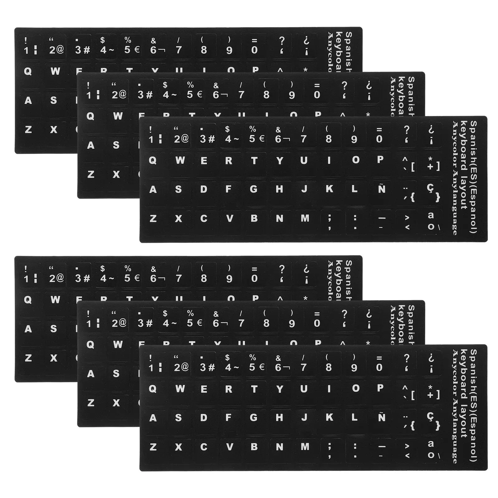 6Sheets Waterproof PVC Keyboard Stickers Multi-Language Support Spanish French German Russian Arabic Universal Laptop Desktop