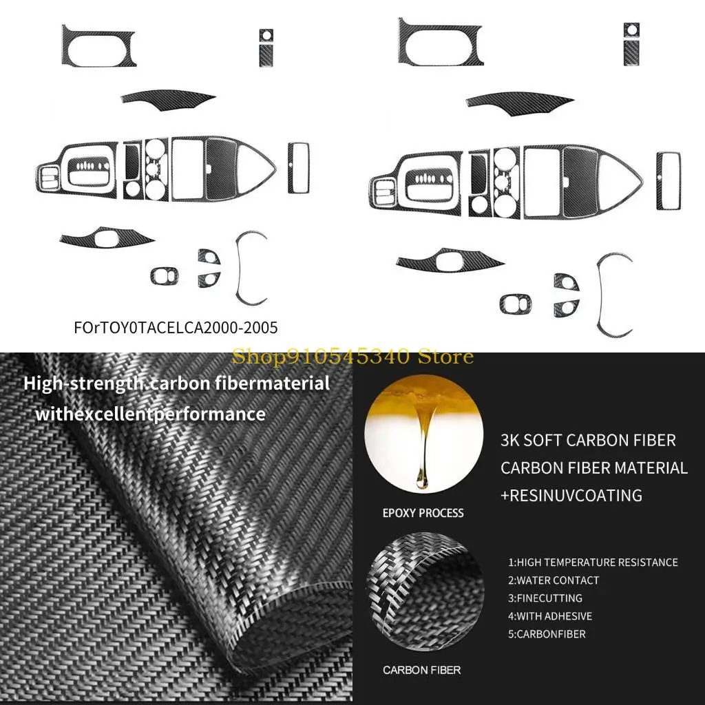 U2JA 18Pcs Full Interior Sticker Carbon Fiber FullInterior Cover Trim forCelica 2000-2005 Scratch Resistant Stickers