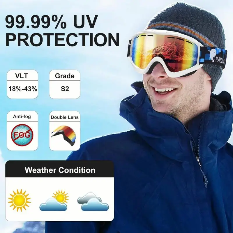 Ski goggles men women adult youth snowmobile goggles ski goggles 100% UV anti-fog ski goggles