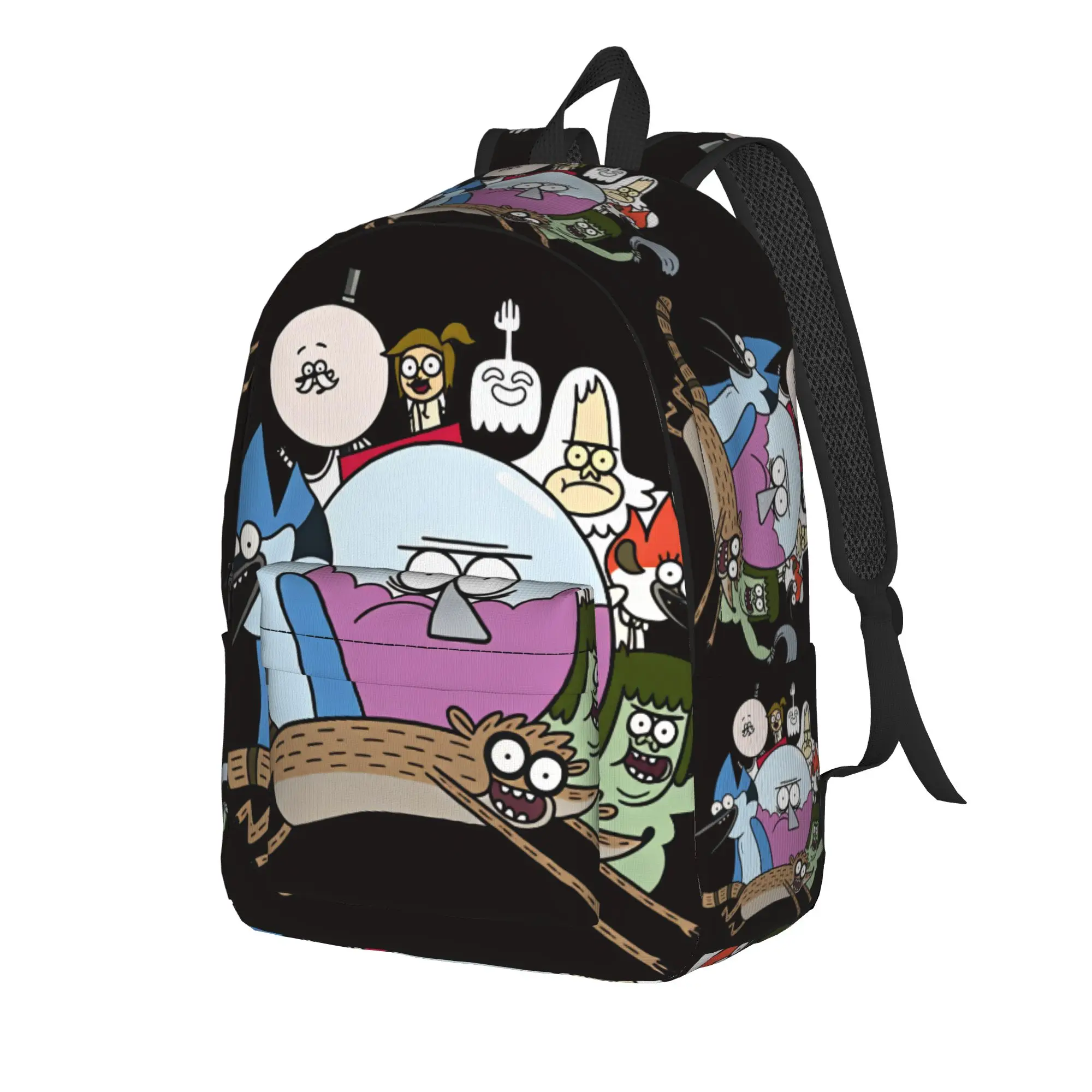 Mordecai And Rigby Regular Show Cartoon Characters Backpack  Camping Backpacks Boy Kawaii High School Bags Colorful Rucksack