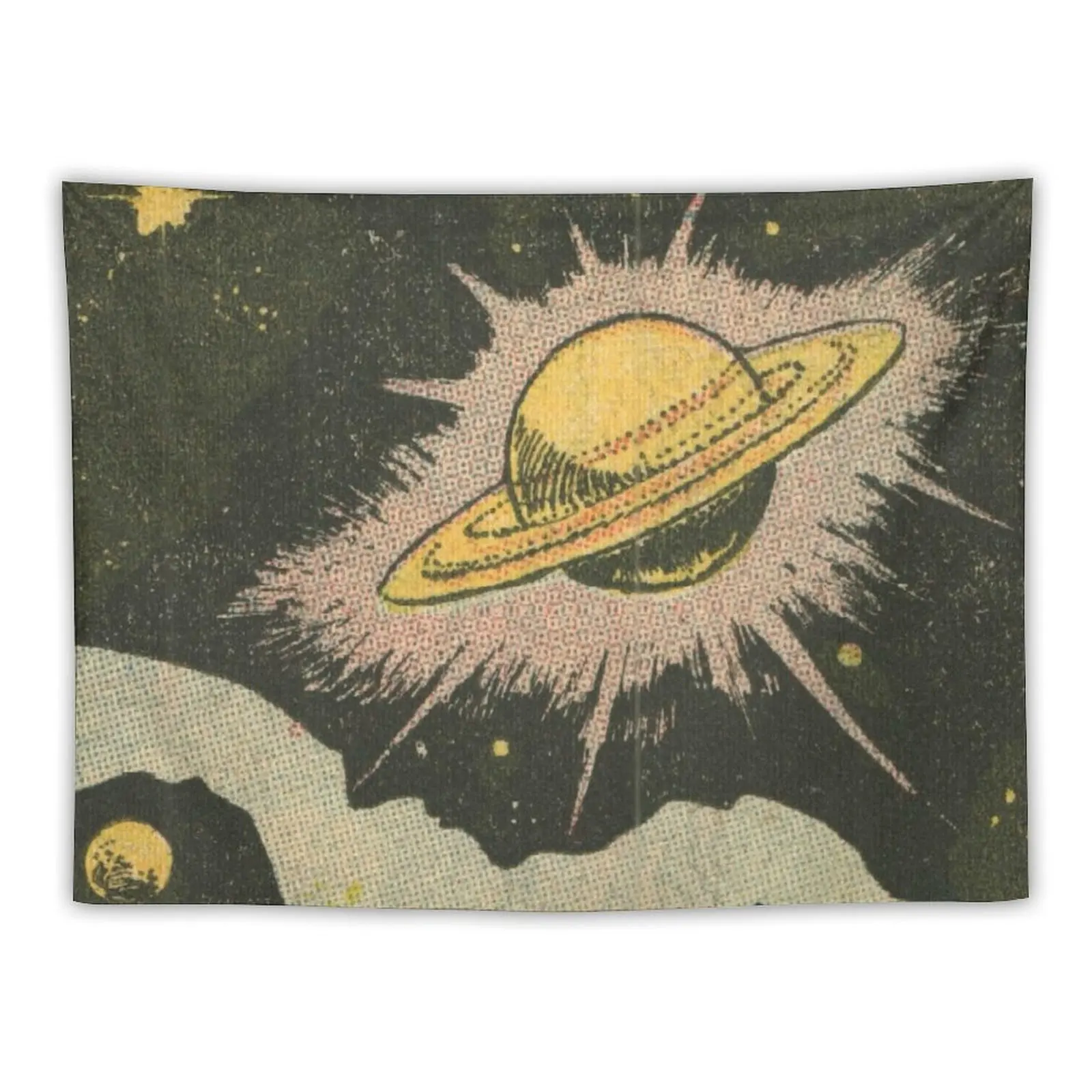 Saturn and Stars - Vintage Comic Anime Tapestry Home And Comfort Decor Aesthetic Room Decors Cute Room Things Tapestry