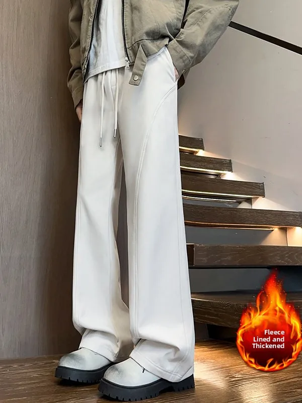 

Утепленные водонепроницаемые повседневные брюки унисекс, однотонные, расклешенные, осенне-зимние, уличный стиль, полиэстер