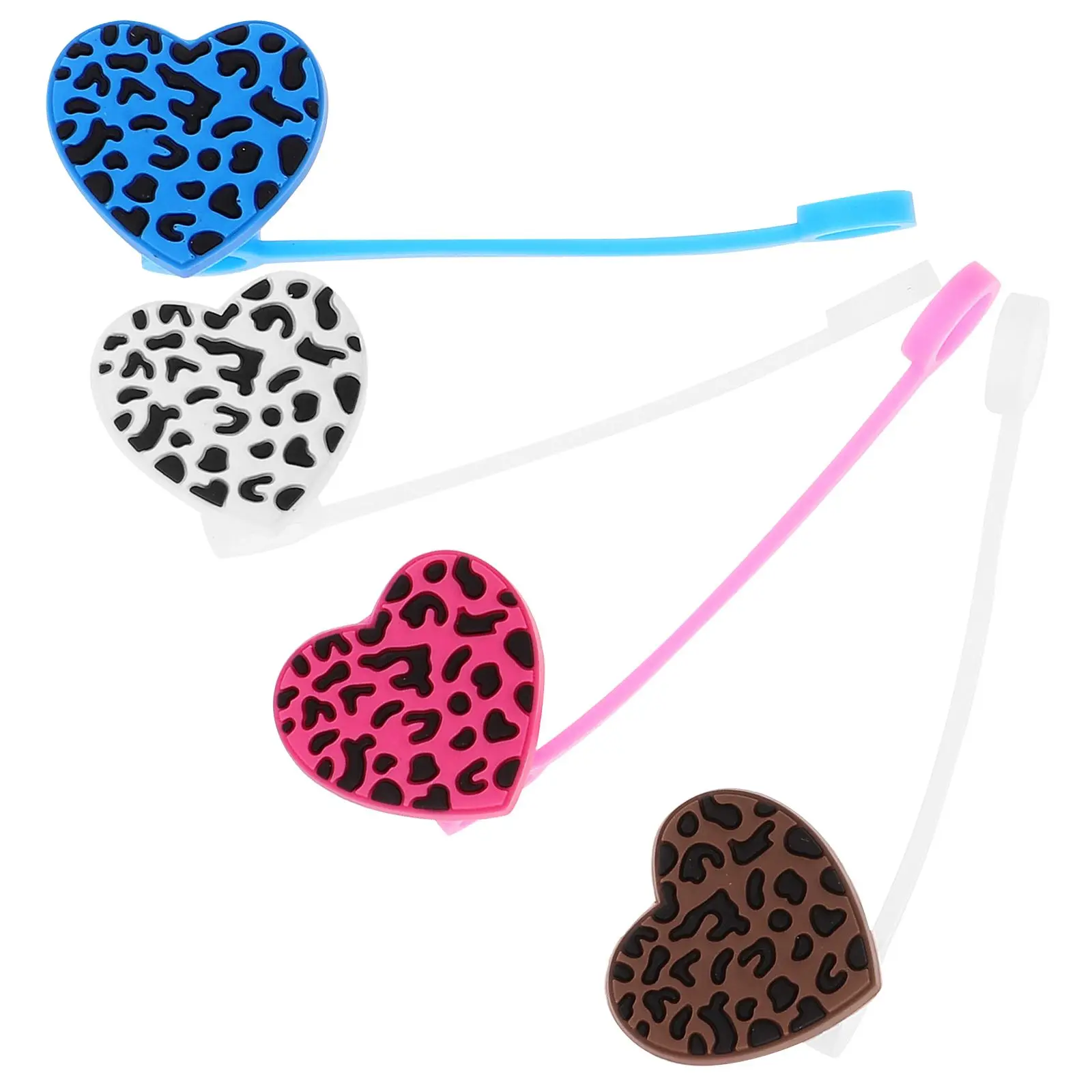

4 Pcs Heart Shaped Straw Caps Reusable Cute Silicone Dust Plugs Decorative Party Accessories Straw Covers Kitchen Bar Supplies