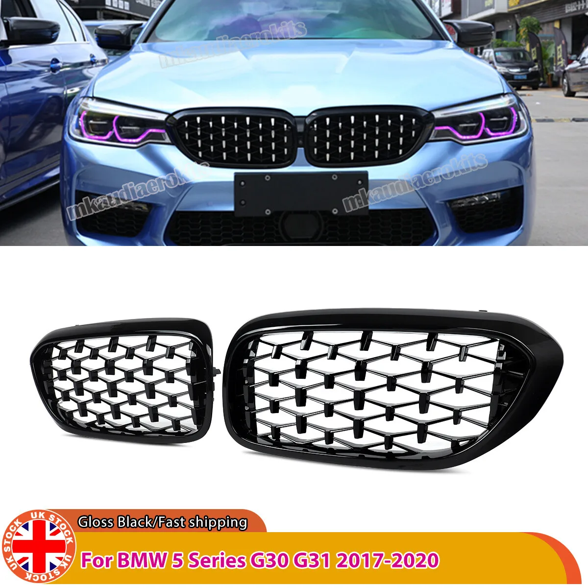 

ДЛЯ BMW 5 SERIES G30 Передняя решетка бампера G31 518d 520i 530i 540i DIAMOND STYLE ПЕРЕДНЯЯ KIDNEY GRILLE GLOSS ЧЕРНАЯ 2017-2020