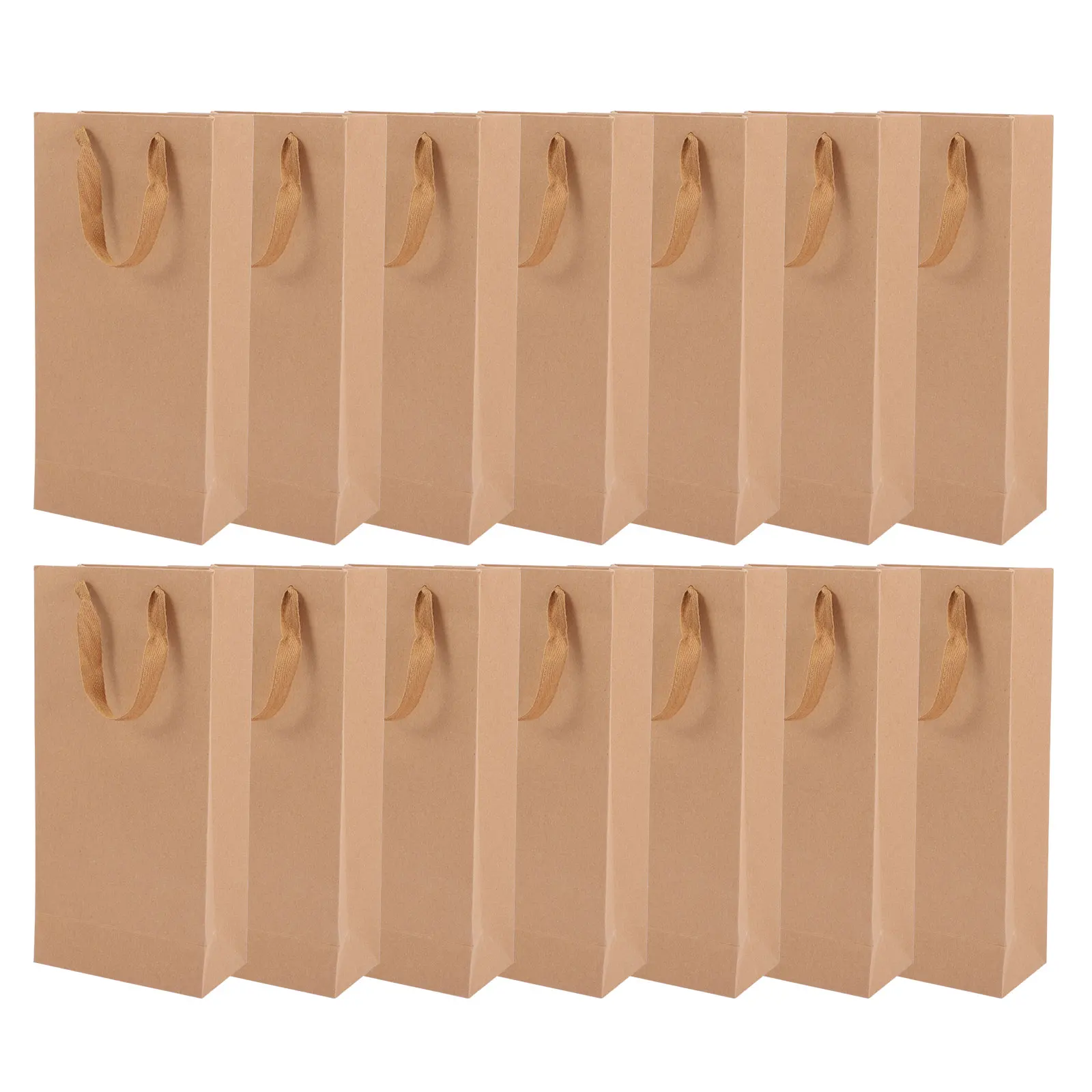 

25pcs Bags 17x9x35cm Strong Kraft Paper Bag for Bottle Gifts Travel Decoration Storage Wide Design Practical