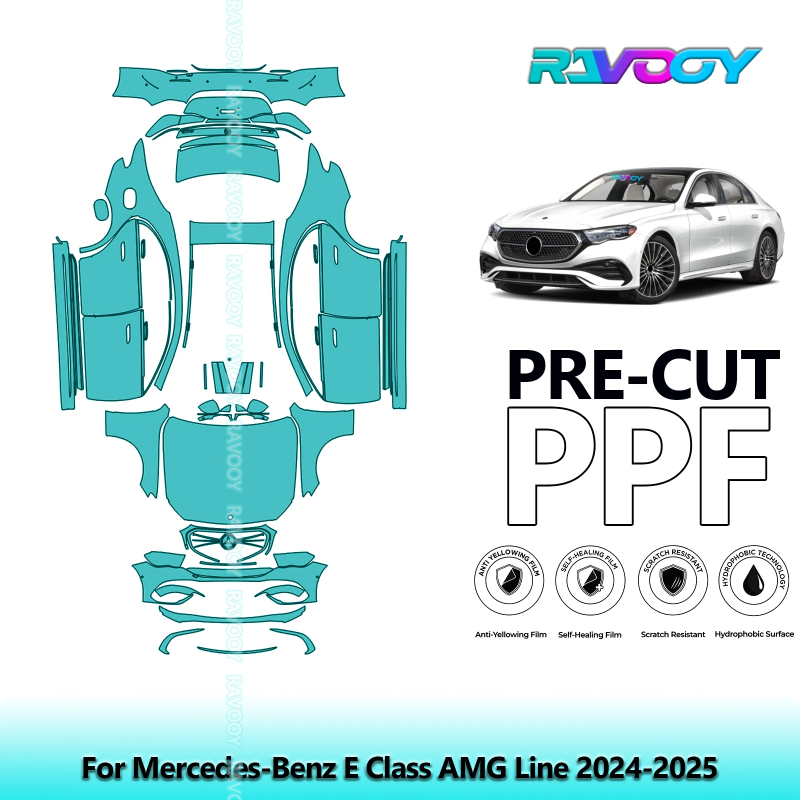 

Full Vehicle Clear Bra Precut PPF Paint Protection Film For Mercedes-Benz E Class AMG Line 2024-2025