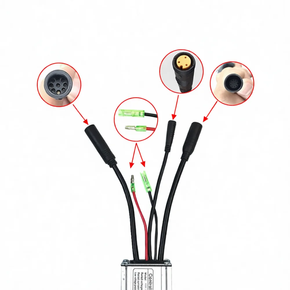 Electric Mountain Bike Controller 36V 48V 15A 6 Mosfet Square Wave Driver Waterproof Plug Ebike Power System Assembly