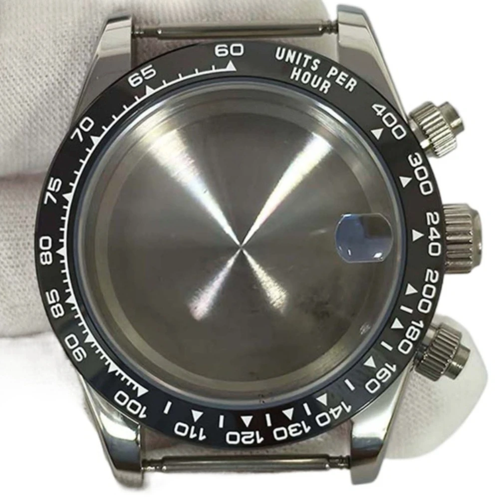 VK67 39mm Ceramic Bezel Magnifying Glass Stainless Steel Watch Case for VK67 Movement Sapphire Crystal Case for 29.5mm Dial