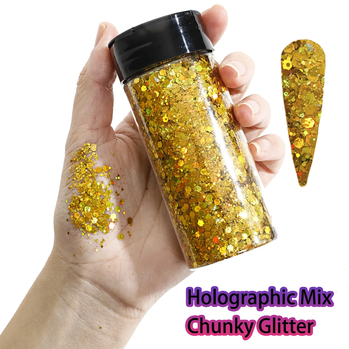Holographic Chunky Glitter 80g Craft Glitter Powder Mixed Chunky Fine Iridescent Nail Sequins For Nail ,Festival Decor