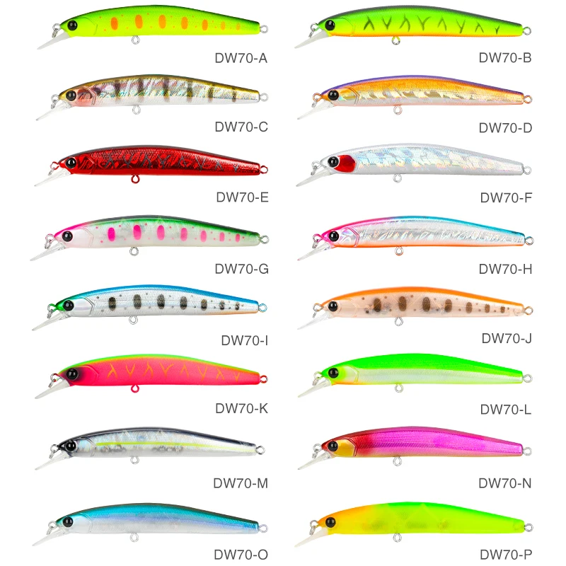 TSURINOYA NEW Suspending Minnow Fishing Lure DW70 100SP 100mm 9.5g Artificial Swimbait Wobbler Jerkbait Pike Bass Lure Crankbait