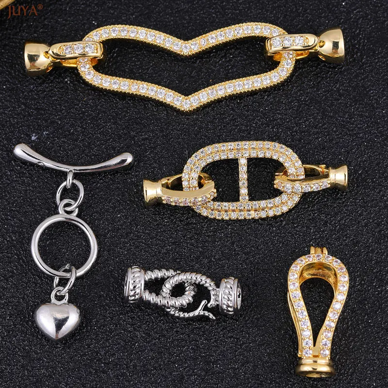 

High Quality Copper Clasps Hooks Connectors Cubic Zirconia Clasp Fastener For DIY Jewelry Making Bracelets Necklaces Accessories