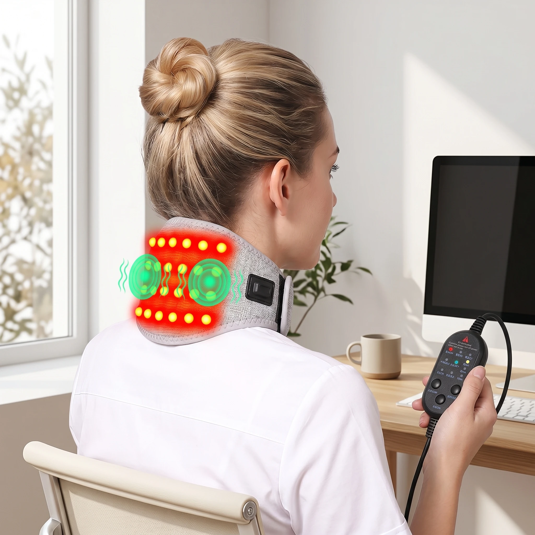 

660nm Red Light Heated Pad, Neck Massager, Neck Compress Pad, for Neck Muscle Relaxation and Joint Comfort