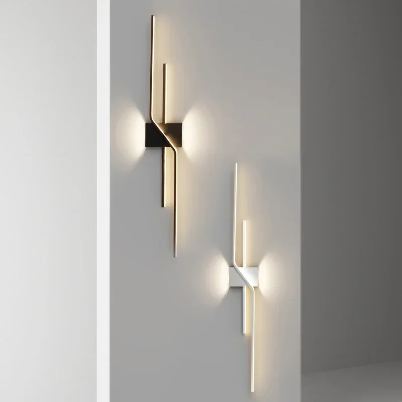Lámpara de pared de salón blanca/negra, luz LED de fondo de TV, lámparas de noche modernas, decoración del hogar, lámpara de pared nórdica, superventas
