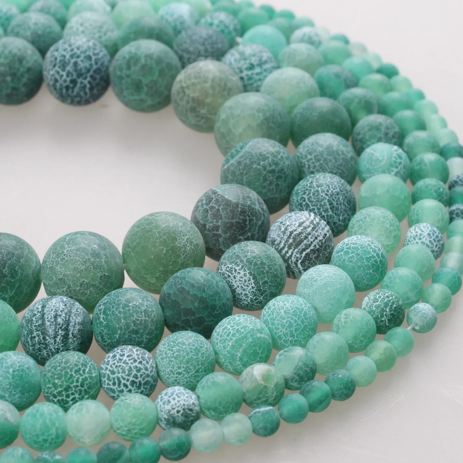 Natural Stone Beads Green Weathered Agate Snake Skin Stone Round Loose Beads 4 6 8 10 12mm For Bracelets Necklace Jewelry Making