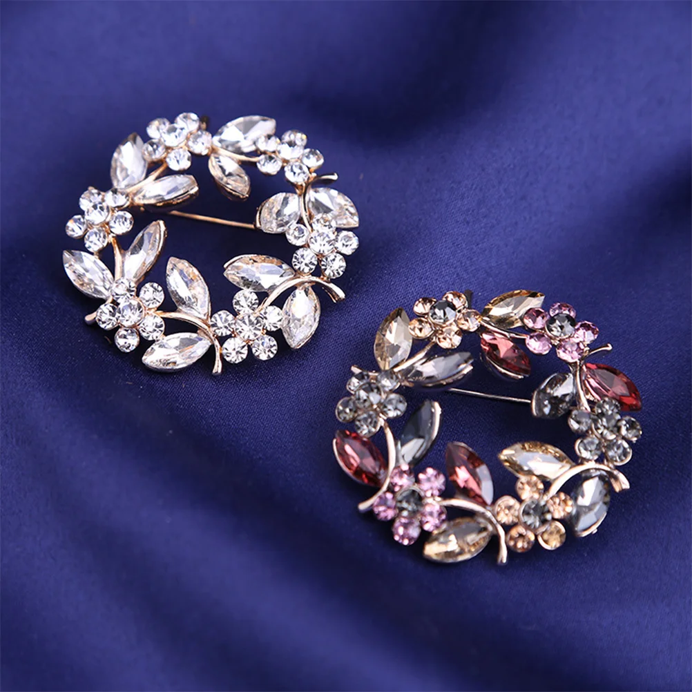 Strass flor pino guirlanda broche de cristal broches para mulheres cachecol anel liga