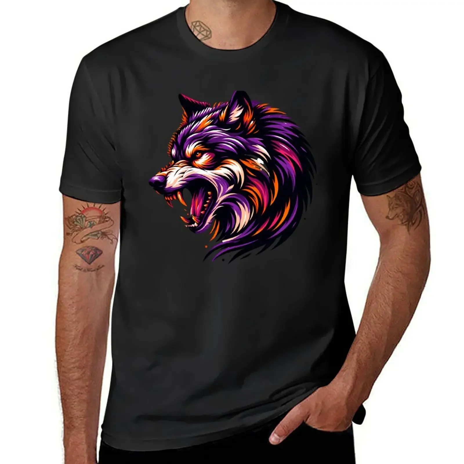 Growling Wolf Shirt T-Shirt shirts graphic cotton graphic tees mens graphic t-shirts funny