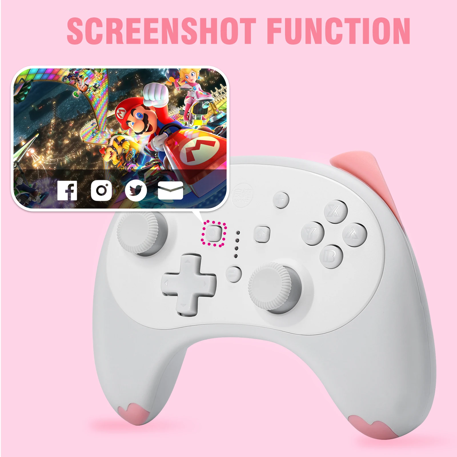 IINE Cartoon White Cat Controller Wireless di piccole dimensioni compatibile con il fuoco automatico Nintendo Switch/Lite/OLED