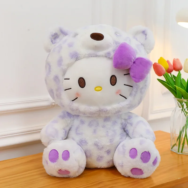 30/45/55cm Kawaii Sanrio Plush Stuffed Dolls Cartoon KT Cat Hello Kitty Plush Toy Pillow Leopard Print Cat Dolls Girl Xmas Gifts