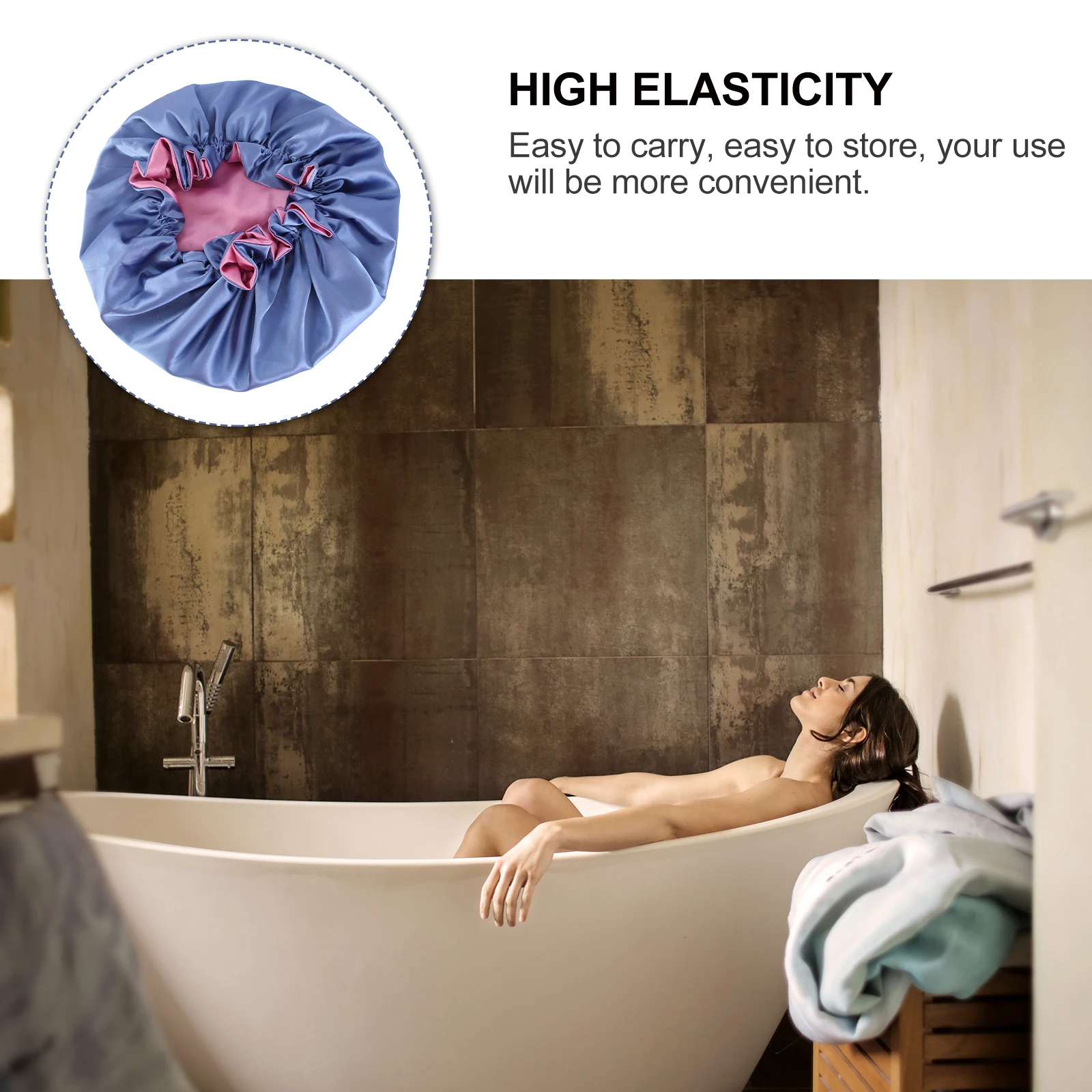 

1Pcs Wood Ear Edge Double Layer Lace Elastic Shower Cap Bath Makeup Spa Women Bathing Shower Cap Bathing for Women